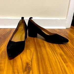 Susina Black Suede Pointed Low Block Heels -New without tags